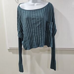 NATURAL LIFE Teal Off-the-Shoulder Sweater